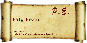 Pály Ervin névjegykártya